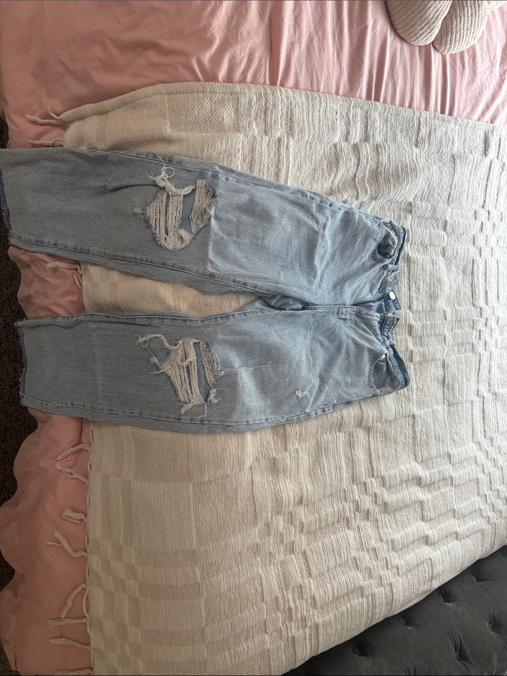 Garage Light Blue Straight Leg Ripped Jeans - Picture 15 of 16